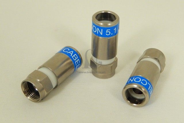 Cabelcon - Pack De 50 Conectores De Compresión F-56-CX3 Para Cable Coaxial De 7 Mm, Con Revestimiento NiTi Y Resistencia Al Agua