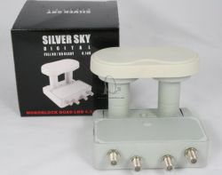 LNB konvertor Monoblock Quad  SILVER SKY 0,1 HD  4,3 stupna