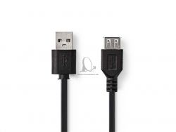 Kbel USB 2.0 A konektor/USB 2.0 A zdierka 0,2m NEDIS CCGP60010BK02