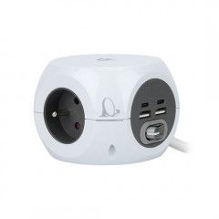 Predlovac kbel 3 zsuvky 4xUSB 1,5m SOLIGHT PP146USBW