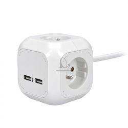 Predlovac prvod 4 zsuvky 2m SOLIGHT PP145USB kocka